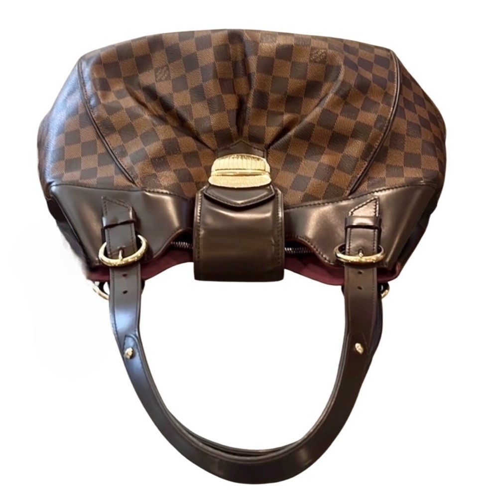 Louis Vuitton Sistina GM Damier Ebene Shoulder Bag Brown LV Canvas Gold Clasp - Picture 5 of 14